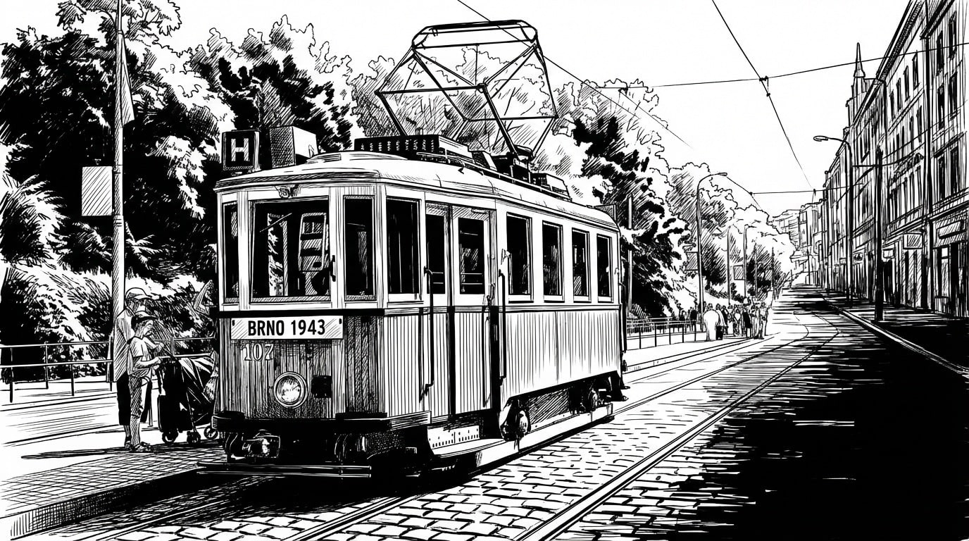 Historická tramvaj v Brně vedle moderního vozu