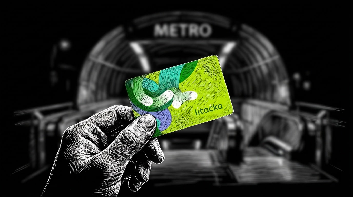 Karta Lítačka a mobilní telefon s aplikací PID Lítačka